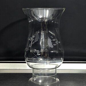 Princess House Heritage Hurricane Lamp Globe 6in replacement glass etched floral